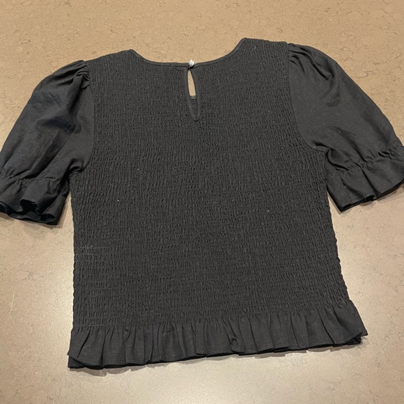 Black Smocked Ruffled Top Sz: S - Picture 10 of 13